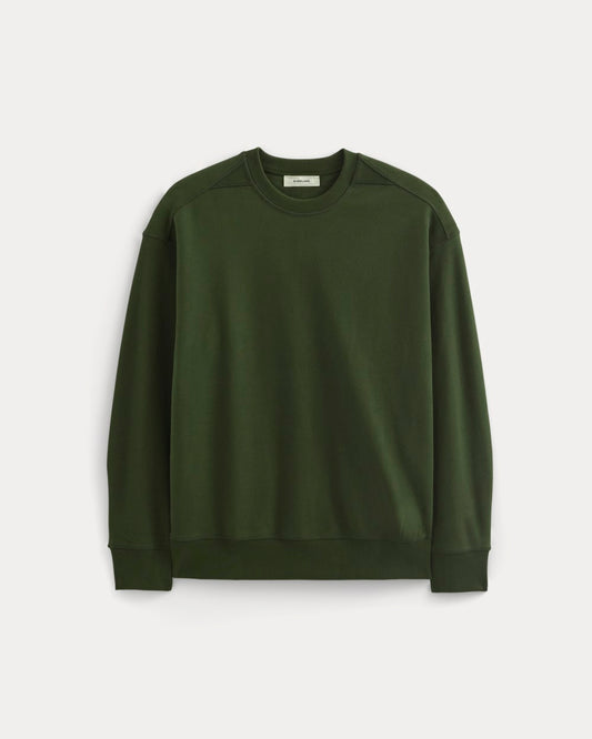 Twill Terry Jacquard Crew Sweatshirt | Dark Forest