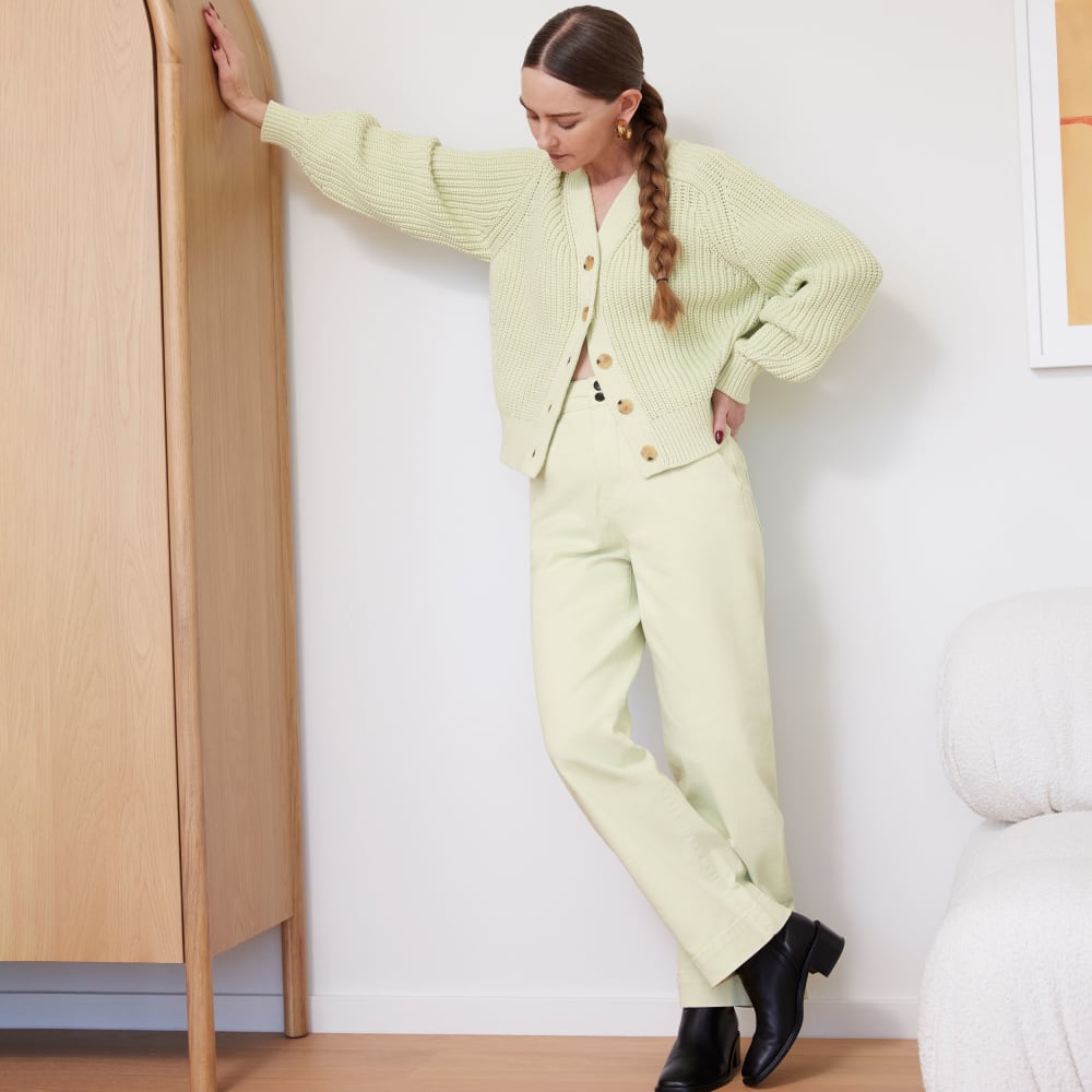 The Organic Wide-Leg Pant | Seafoam Green