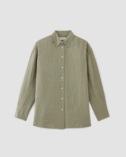 The Boyfriend Shirt in Linen | Sage Green
