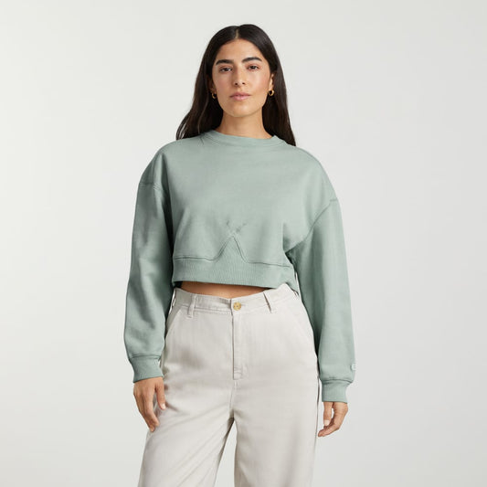 The Organic Cotton Cropped Crew | White Sage
