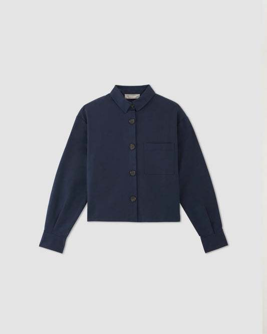 The Structured Cotton Cropped Shirt | Navy