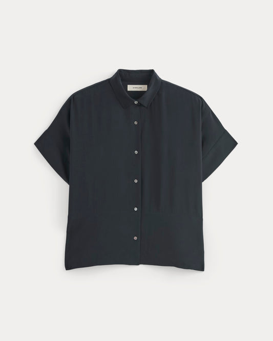 The Boxy Shirt in Washable Silk | Navy