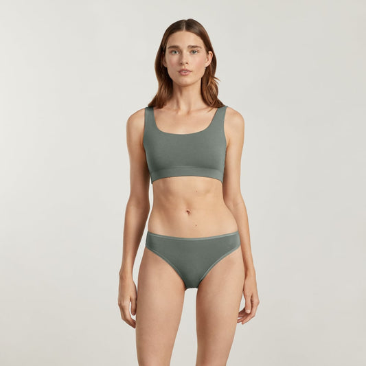 The Cotton High-Rise Bikini | Dark Sage