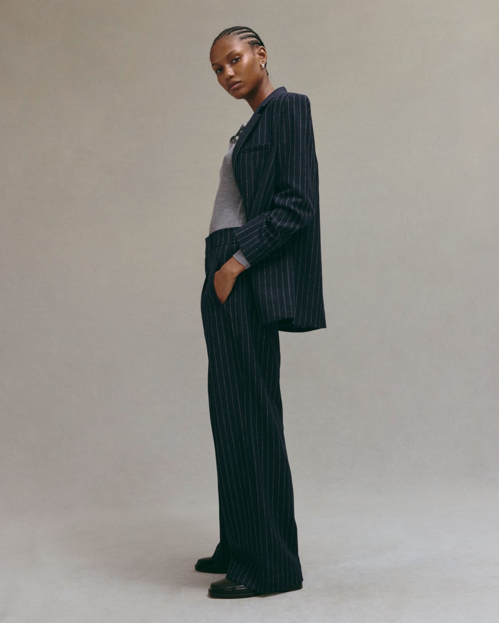 The Draper Pant in Wool | Navy / White