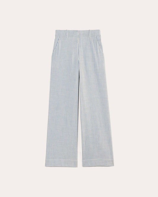 The Wide-Leg Pant in Stretch Linen | Bluebell / Bone