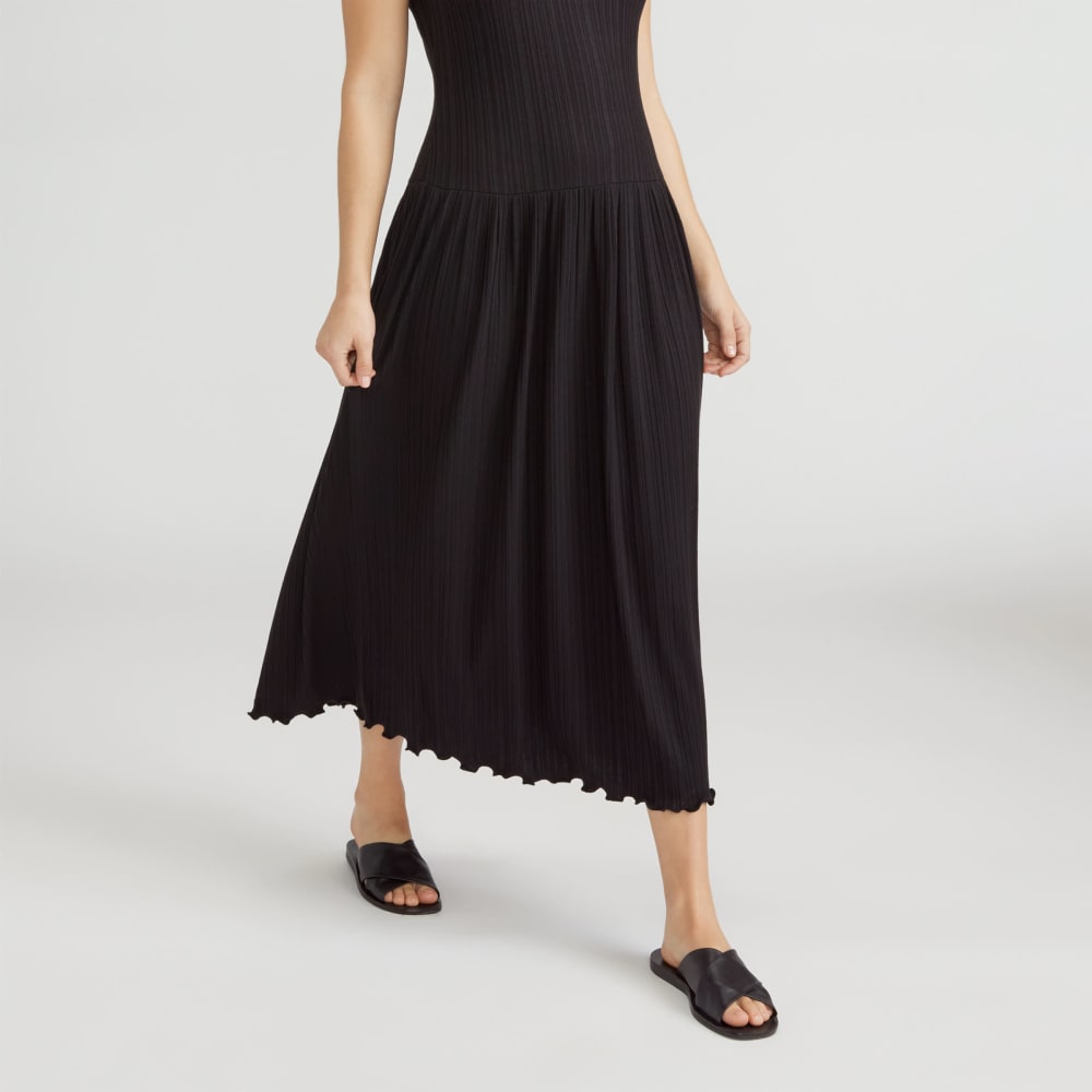 The Rib Soft Knit Scoop-Neck Dress | Black