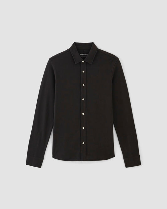 The Long-Sleeve Pique Shirt | Black