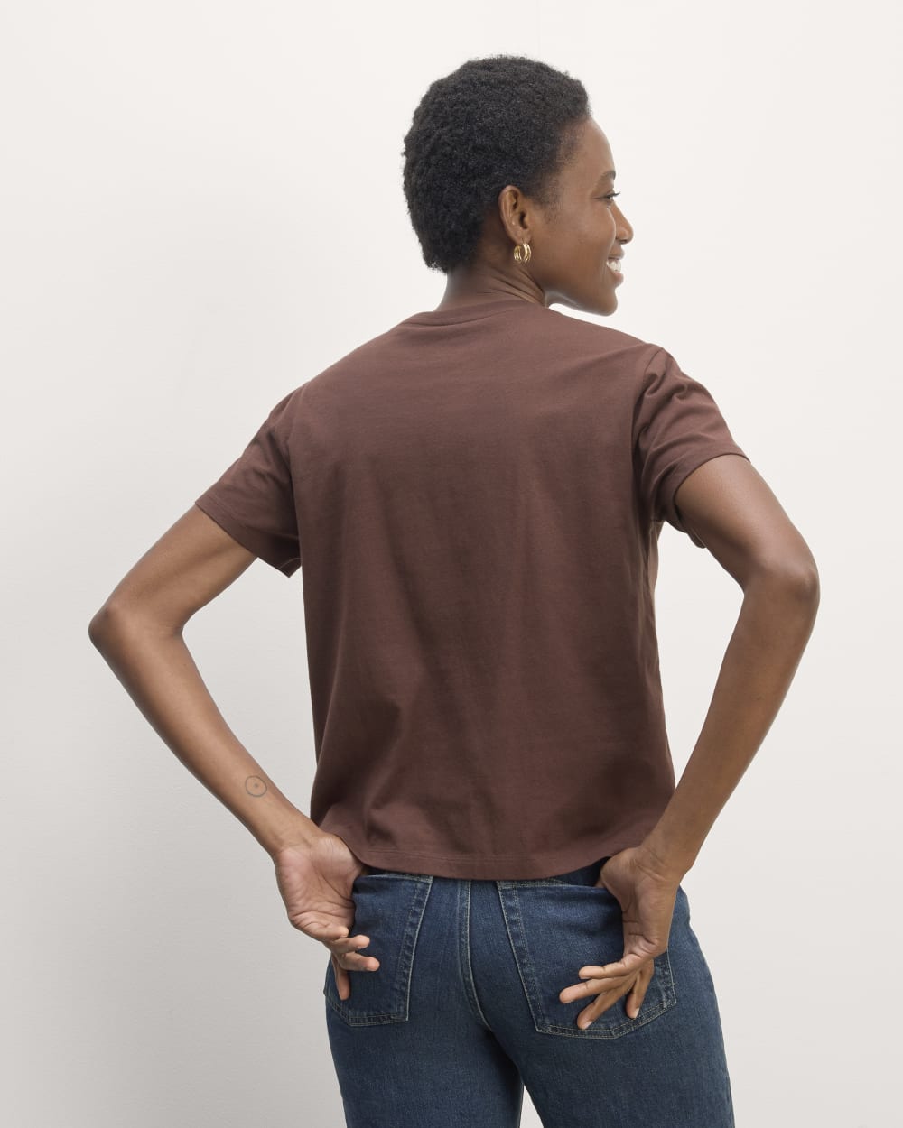 The Box-Cut Tee in Essential Cotton | Dark Mahogany | No Pocket