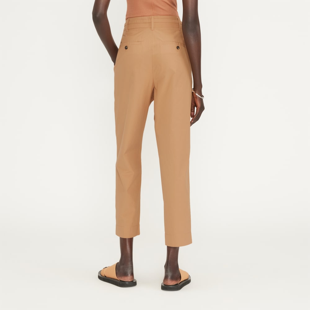 The Poplin Pleated Taper Pant | Caramel
