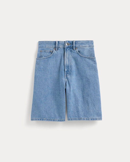 The Long A-Line Denim Short | Light Indigo