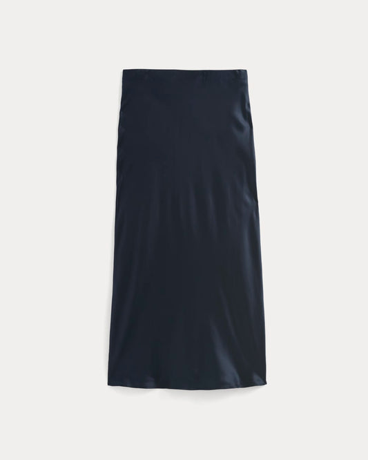 Slip Skirt in Silk Charmeuse | Navy