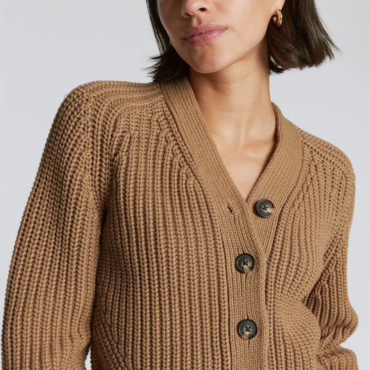 The Texture Cotton Cardigan | Cappuccino