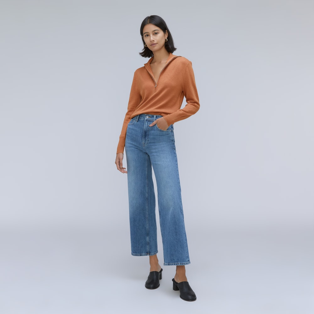 The Luxe Merino Half-Zip Sweater | Tawny Brown