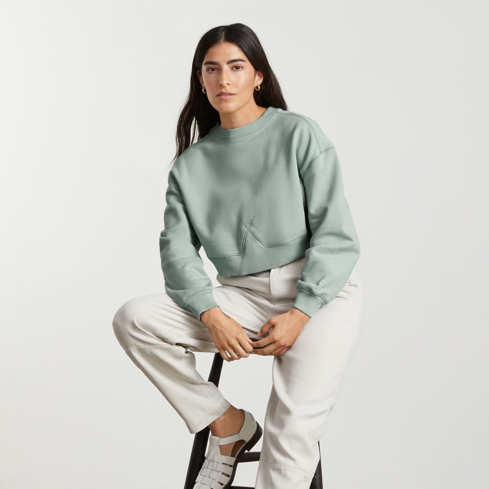 The Organic Cotton Cropped Crew | White Sage