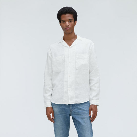 The Long Sleeve Linen Camp Shirt | White