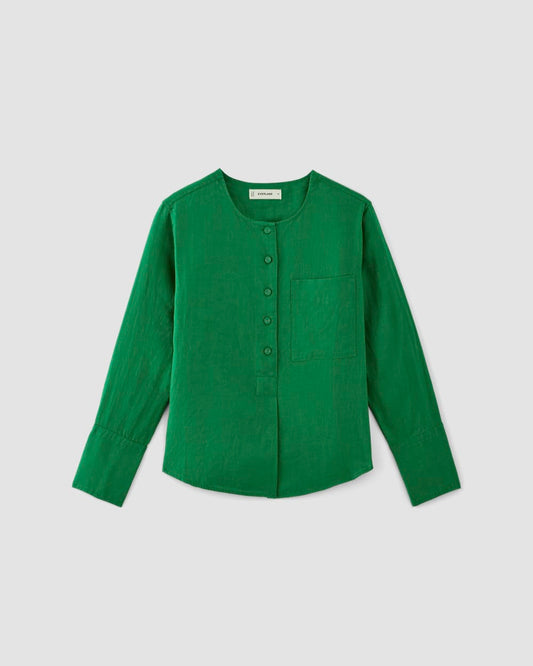 The Popover Shirt in Linen | Grass Green