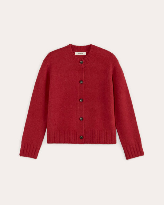 The Crew Cardigan in Alpaca | Berry Red