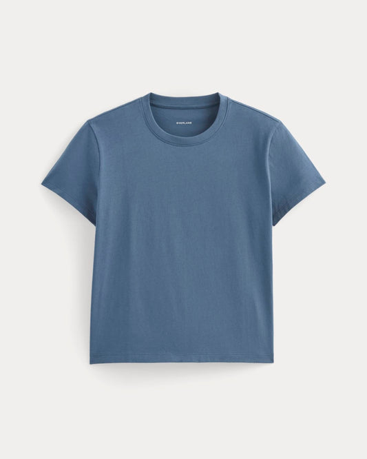The Box-Cut Tee in Essential Cotton | Faded Navy | No Pocket