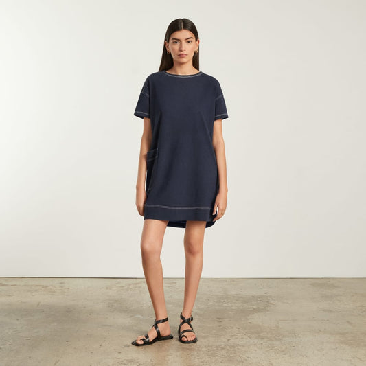 The Oversized Mariner Dress | Navy / White
