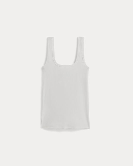The Luxe Rib Square-Neck Tank | White