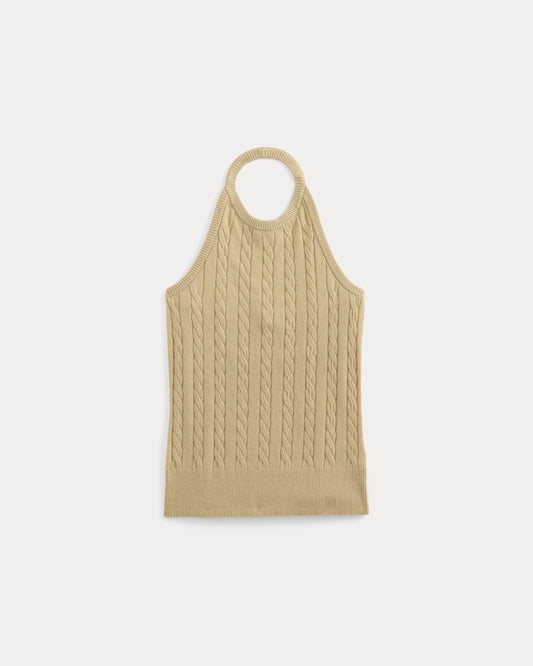 The Cable Halter in Cotton Cashmere | Classic Khaki