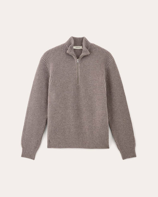 The Felted Merino Half-Zip Sweater | Taupe Melange