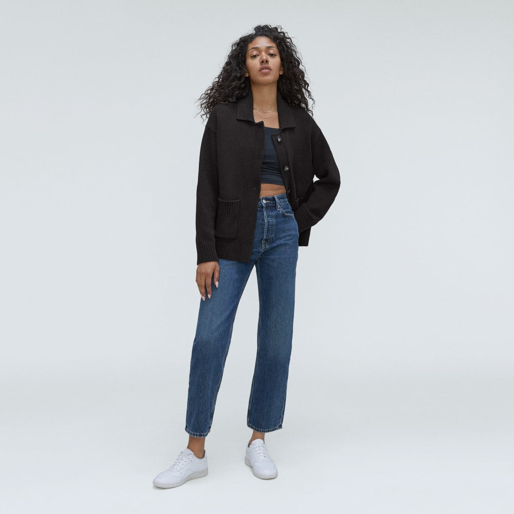 The Cotton Chore Sweater Jacket | Black