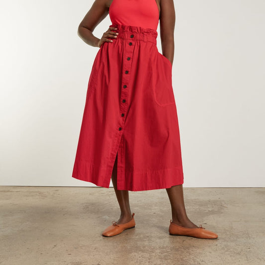 The Easy Button-Front Skirt | Goji Berry