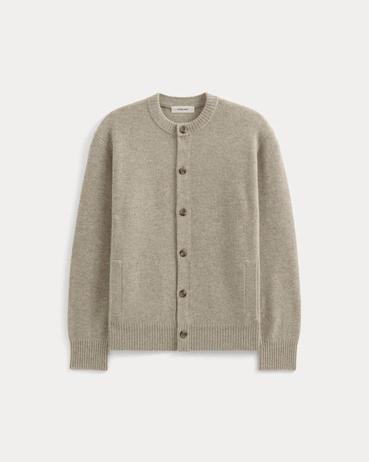 Luxe Merino Crew Cardigan | Heather Gravel