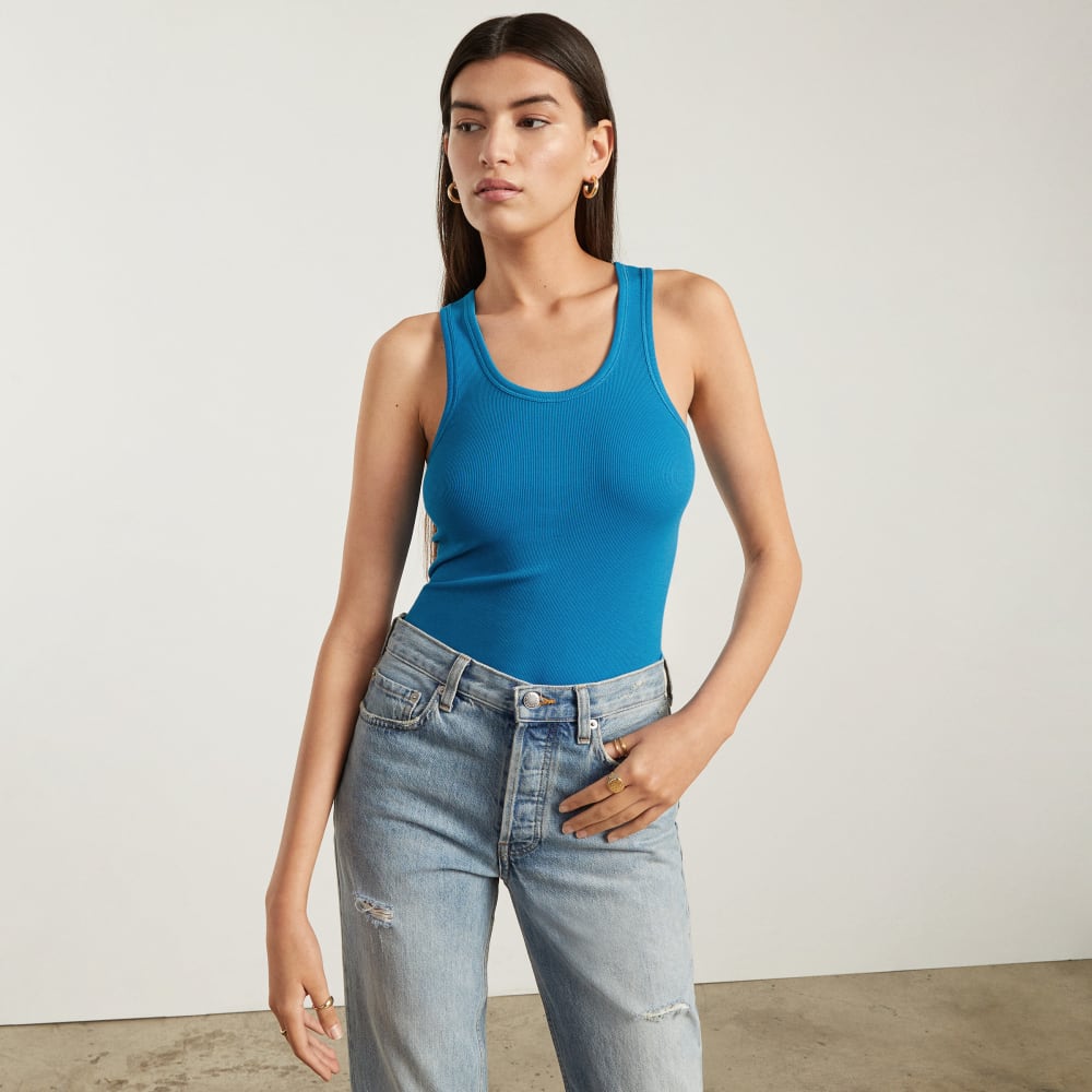 The Pima Micro-Rib U-neck Tank | Horizon Blue