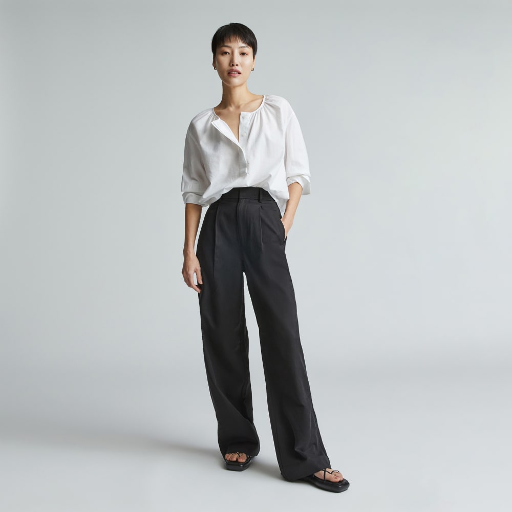 The Silky Cotton Balloon Sleeve Top | White