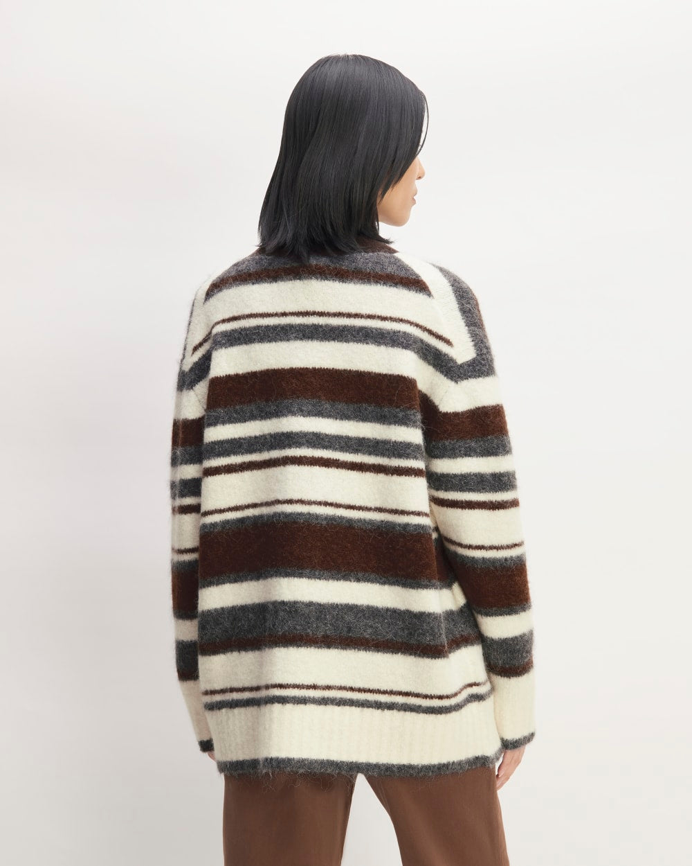 The SuperFuzz Alpaca Cardigan | Bone / Hot Fudge / Heather Charcoal