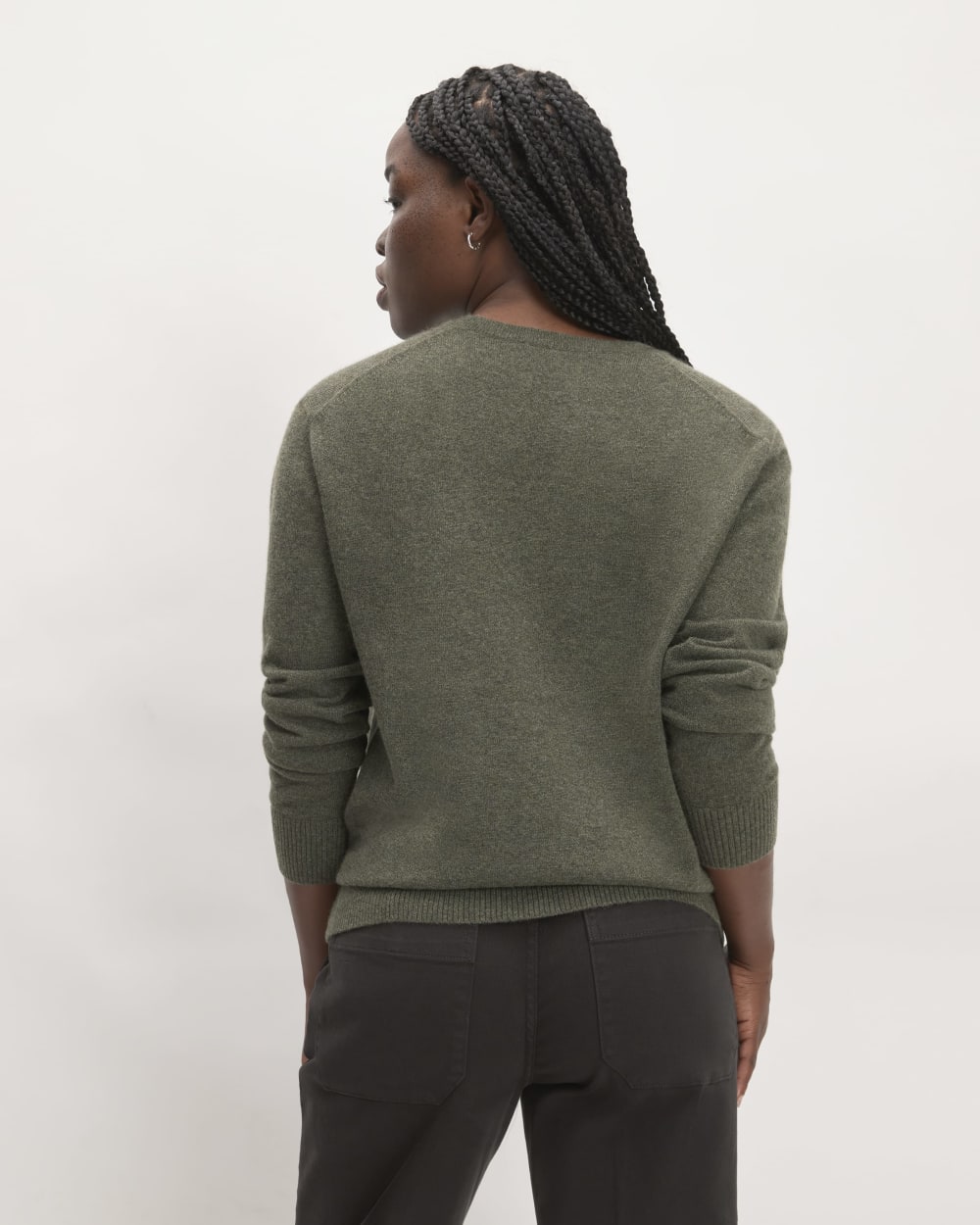The Classic Crew in Cashmere | Heathered Army Green