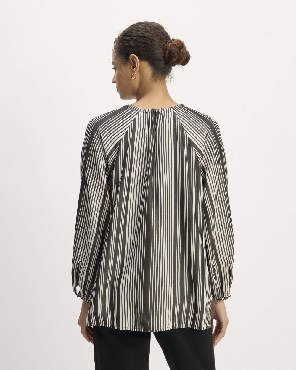 The Gathered Shirt in Butterlite | Black / Bone