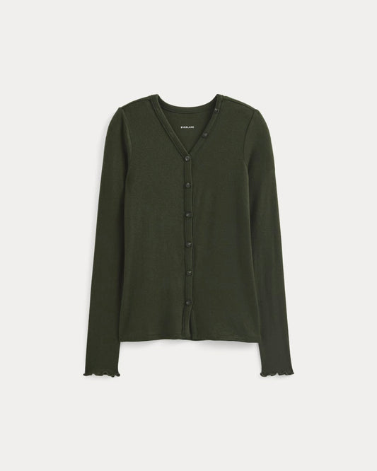 Sheer V-Neck Cardigan in Butterluxe | Dark Green