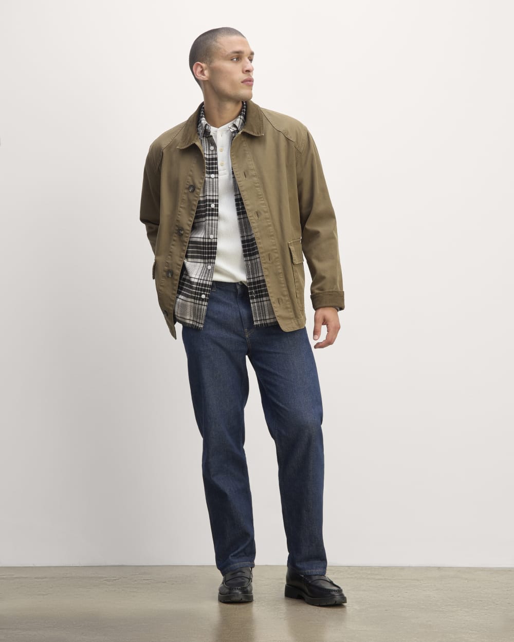 The Brushed Flannel Shirt | Light Heather Oat / Black