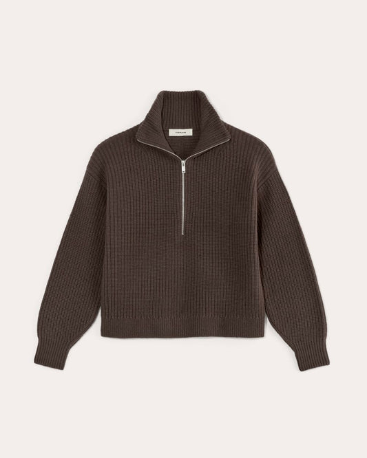 The Half-Zip Sweater in Luxe Merino | Earth Brown