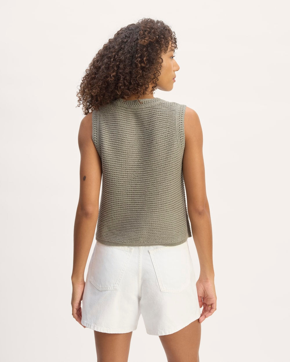 The Organic Cotton Open-Stitch Tank | Sage Green