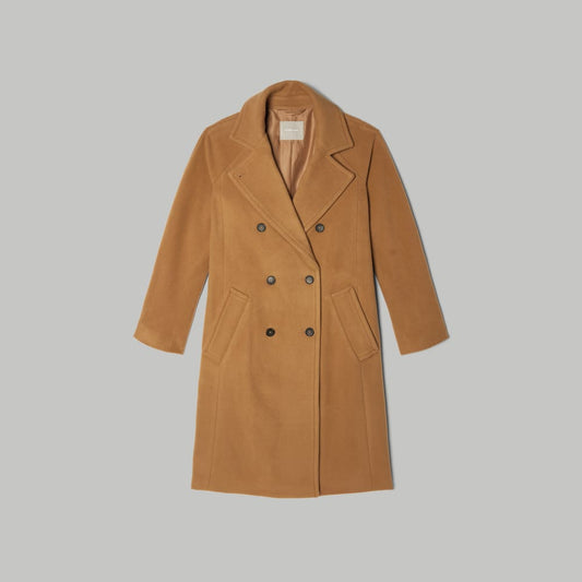 The Italian ReWool® Long Peacoat | Camel