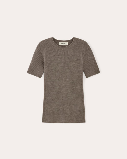 The Sweater Tee in Ultrasoft Merino | Heather Cocoa
