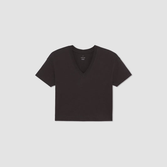 The Organic Cotton Slouchy V-Neck | Vintage Black
