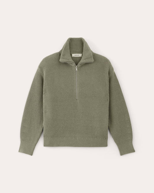 The Half-Zip in Everyday Cotton | Sage Green