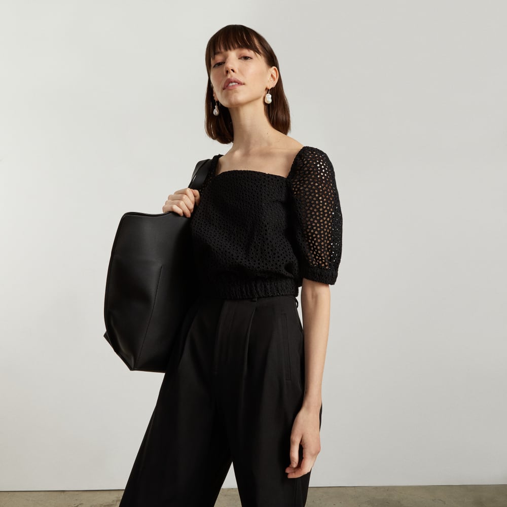 The Eyelet Puff Sleeve Top | Black