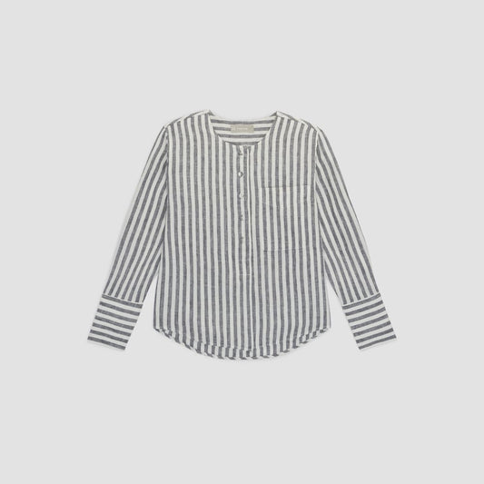 The Linen Popover Shirt | Bone / Navy