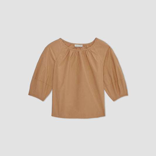 The Poplin Scoop-Neck Top | Caramel