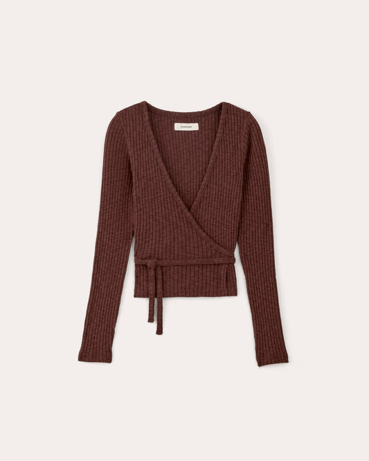 The Cozy Rib Wrap Top | Dark Mahogany
