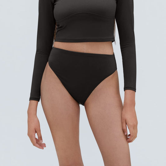 The High-Rise Cheeky Bikini Bottom | Black