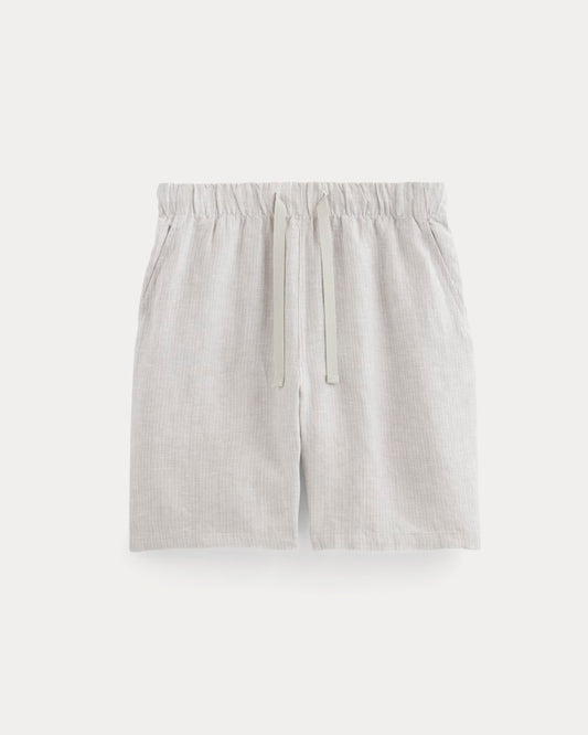 The Linen Easy Short | Stone / White