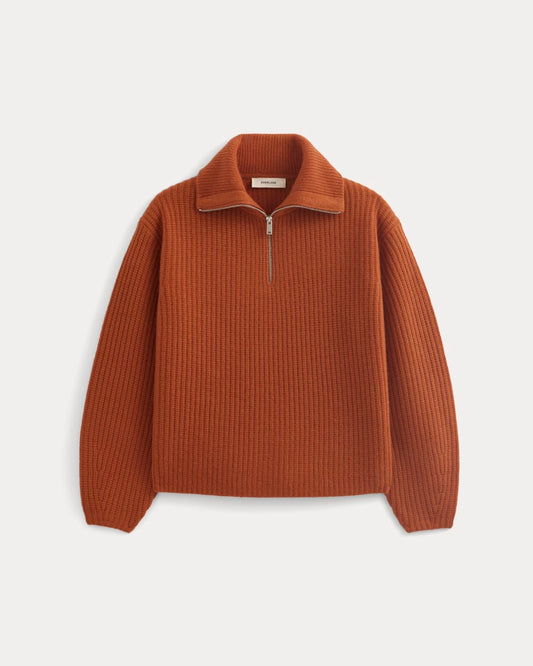 The Half-Zip Sweater in Luxe Merino | Rust Heather