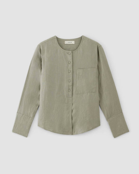 The Popover Shirt in Linen | Sage Green